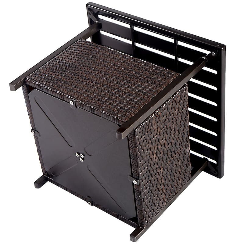 Rattan Wicker Side Table Outdoor Furniture Deck Umbrella Table Brown - Brown