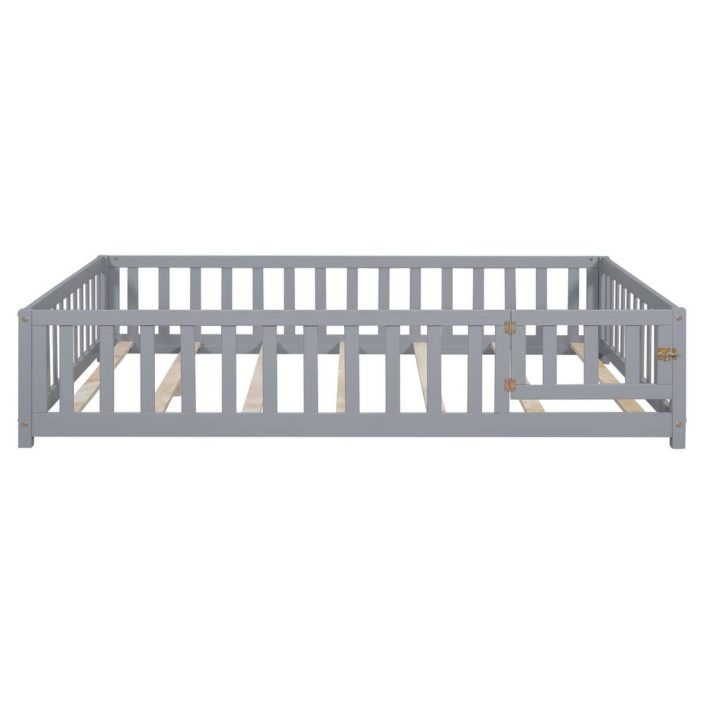 Full Size Platform Bed,Wooden Floor Bed Frame wSupport Slats