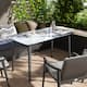 Minimalist Dining Table with Rectangular Sintered Stone and Tempered Glass Tabletop, Big Robust Aluminum Legs