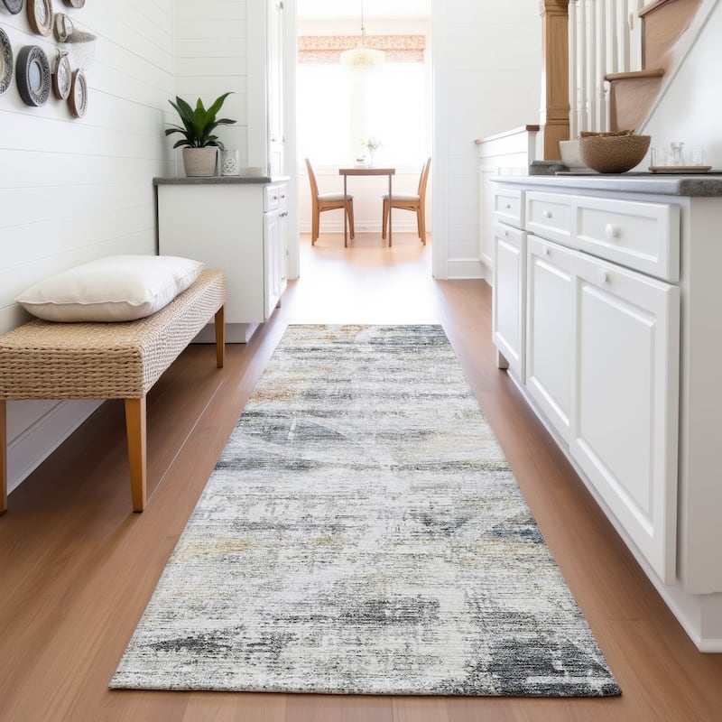 Premium Washable Super Soft Casual Contemporary Mayfield Rug - Silver - 2'3" x 7'6"