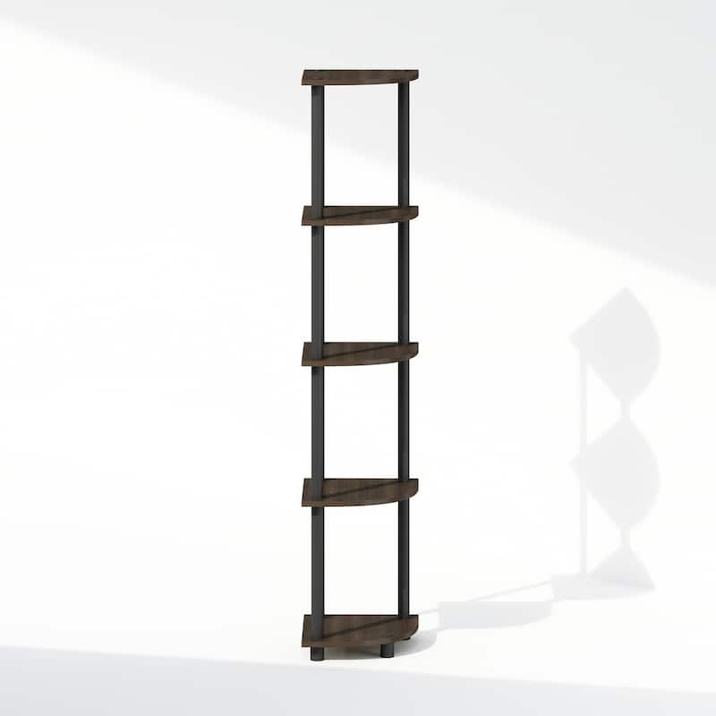 5 Tiers Wood Household Shelving Unit in Dark Brown/Black (11.6 in. W x 57.7 in. H x 11.6 in. D)