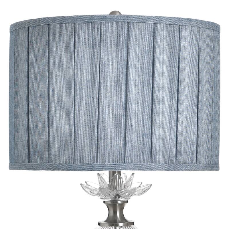 StyleCraft Glass Table Lamp - Lotus Silver - Blue Shade
