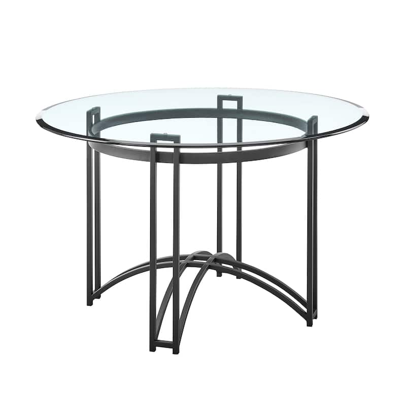 Tibet 48 Inch Glass and Black Iron Round Dining Table
