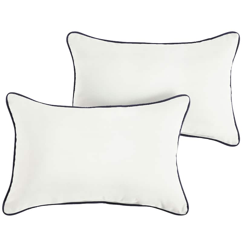 Sunbrella Canvas Natural/ Canvas Navy Indoor/ Outdoor Pillow Set