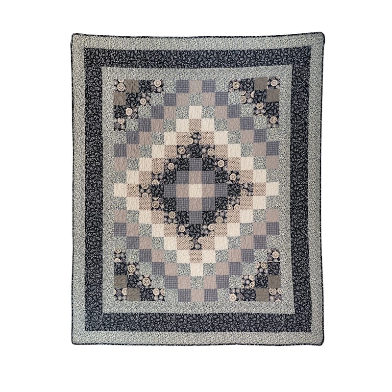 Donna Sharp Lexington Trip Cotton Pieced Throw - 50" x 60" - Grey/Beige/BLack
