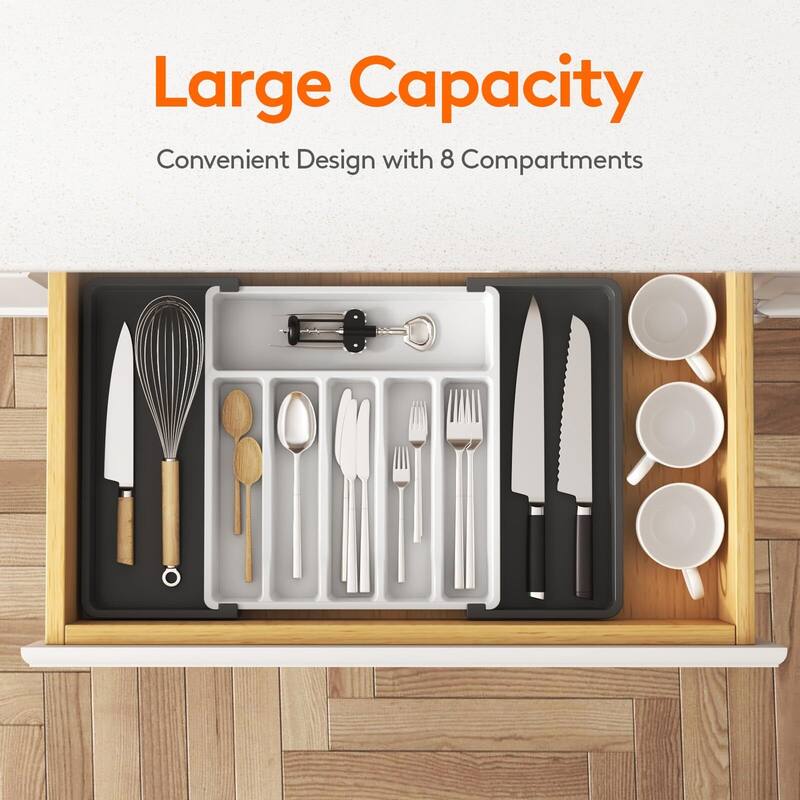 BPA-Free Expandable Silverware Drawer Organizer-Pink Large