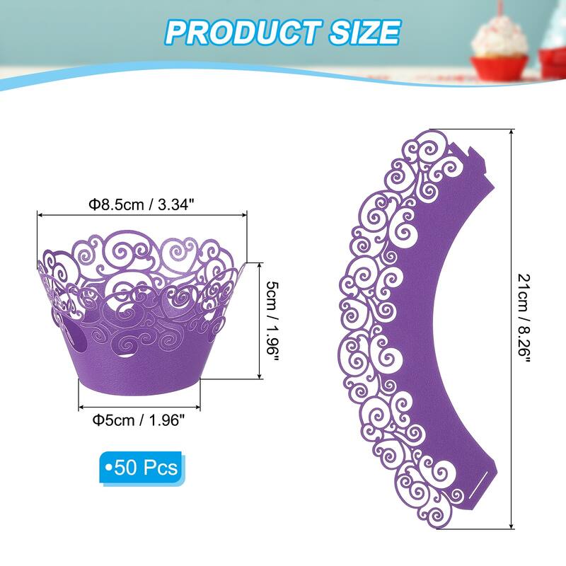 Cupcake Wrappers Paper, 50 Pack Baking Cups Standard Cloud Decor - Dark Purple