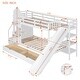 preview thumbnail 3 of 10, Twin Over Twin Bunk Bed with 2 Drawers & 3 Shelves, Castle Style Bedframe with Slide for Kids Boys/Girls/Teens