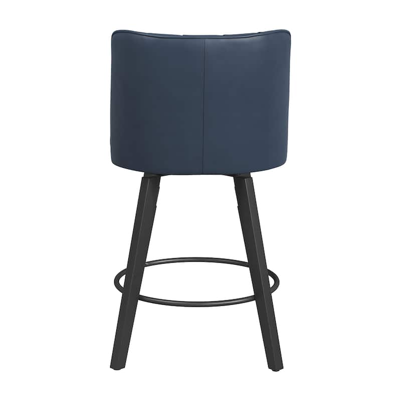 26.in Swivel Bar stool PU Leather/Fabric Upholstered Counter Stool, High Back Armless Stool with Wooden Legs