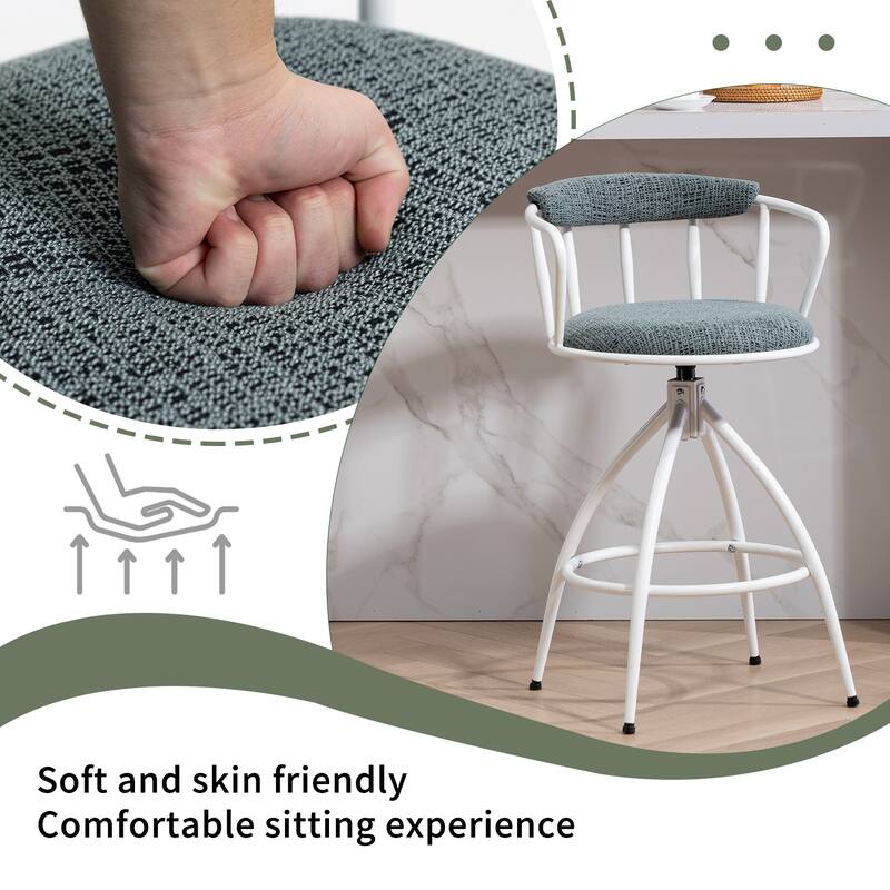 Set of 2 Swivel Bar Stools with Water Transfer Printed Metal Frame