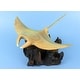 preview thumbnail 1 of 4, Wooden Hand Carved Stingray on Coral Statue Sculpture Wood Home Decor Accent Figurine Handcrafted Handmade Seaside Tropical N 11" long x 8" deep x 6" tall