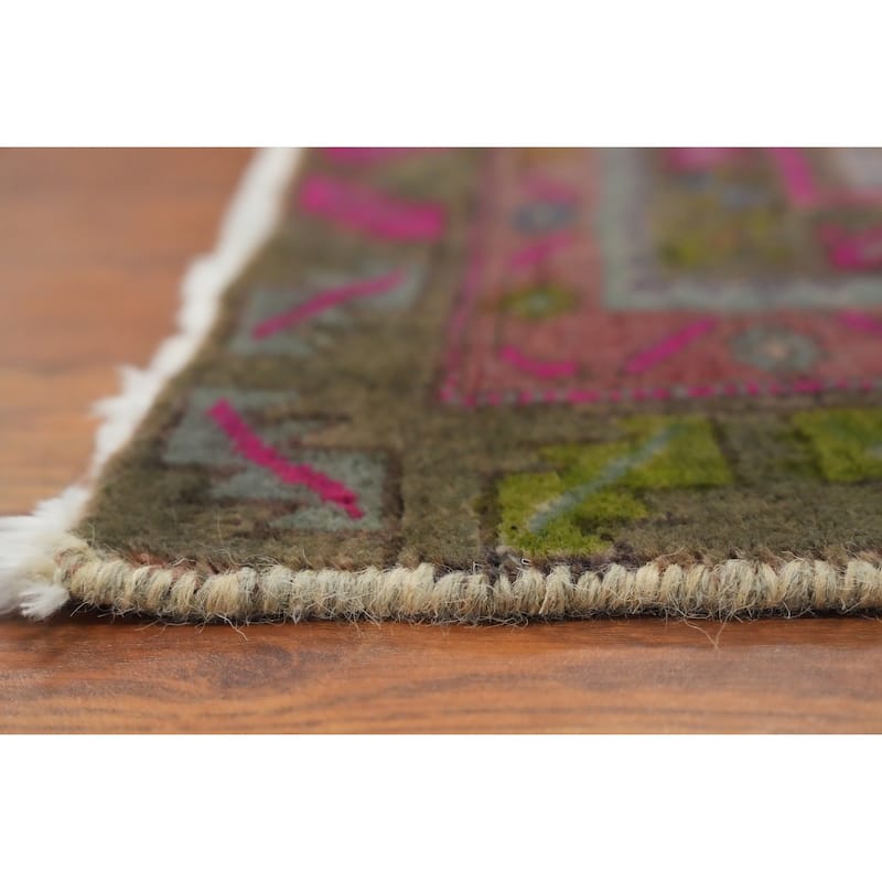 Hand Knotted Oriental 100% Wool Carpet Traditional Tribal Greys & Charcoal Meshkin Runner Rug - 10' 3'' X 4' 2''