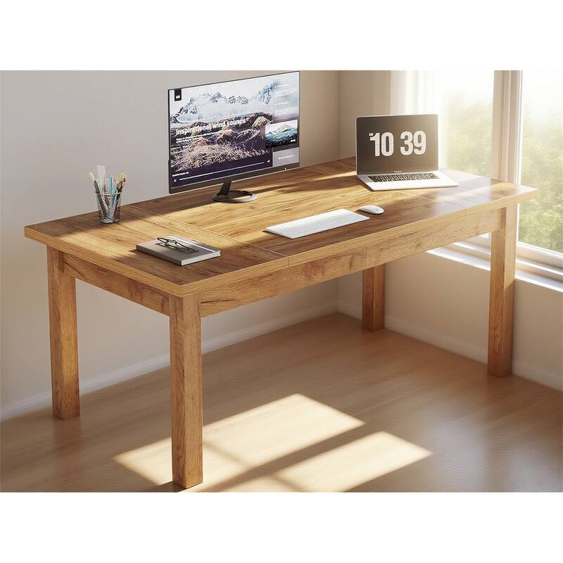 70" Natural Farmhouse Office Desk - Natural & Light Brown