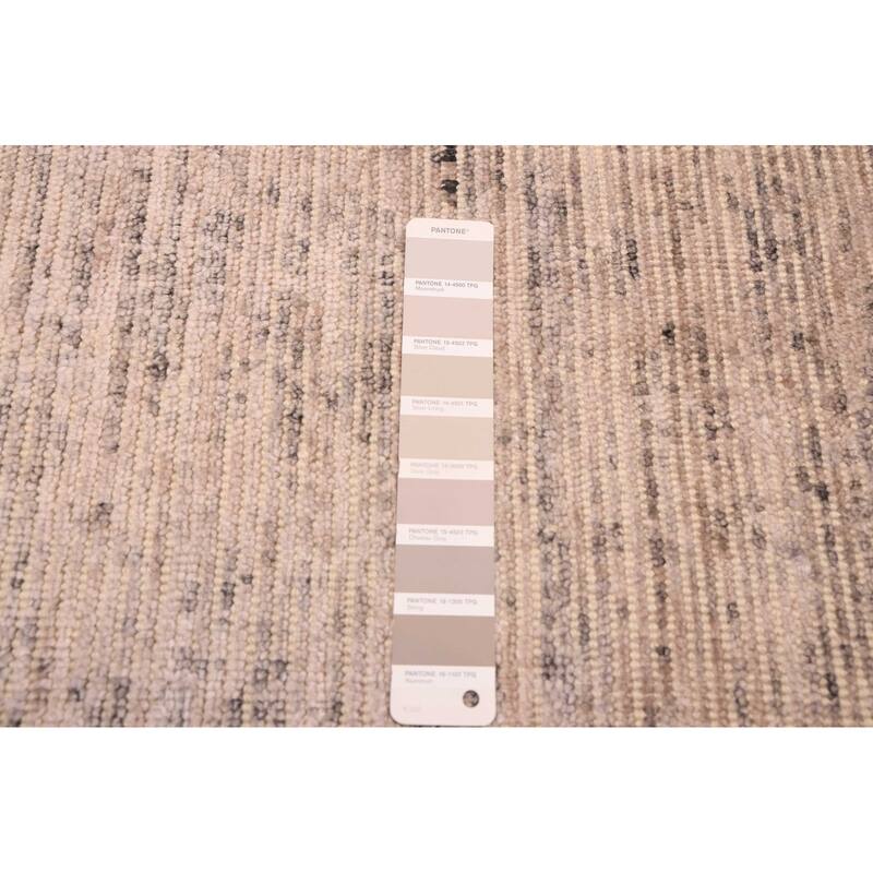 ECARPETGALLERY Hand Loomed Loreto Light Grey Viscose, Wool Rug - 5'5 x 7'9