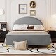 preview thumbnail 2 of 7, Grey Full Size Upholstered Platform Bed with Classic Semi-circle Shaped Headboard and Metal Legs