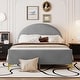 preview thumbnail 2 of 8, Velvet Full Platform Frame Bed Semi-Circle Headboard