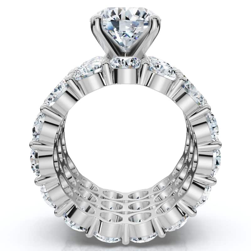 Bliss Diamond 15Ct TW Diamond Eternity Engagement Wedding Ring Set White Gold Lab Grown