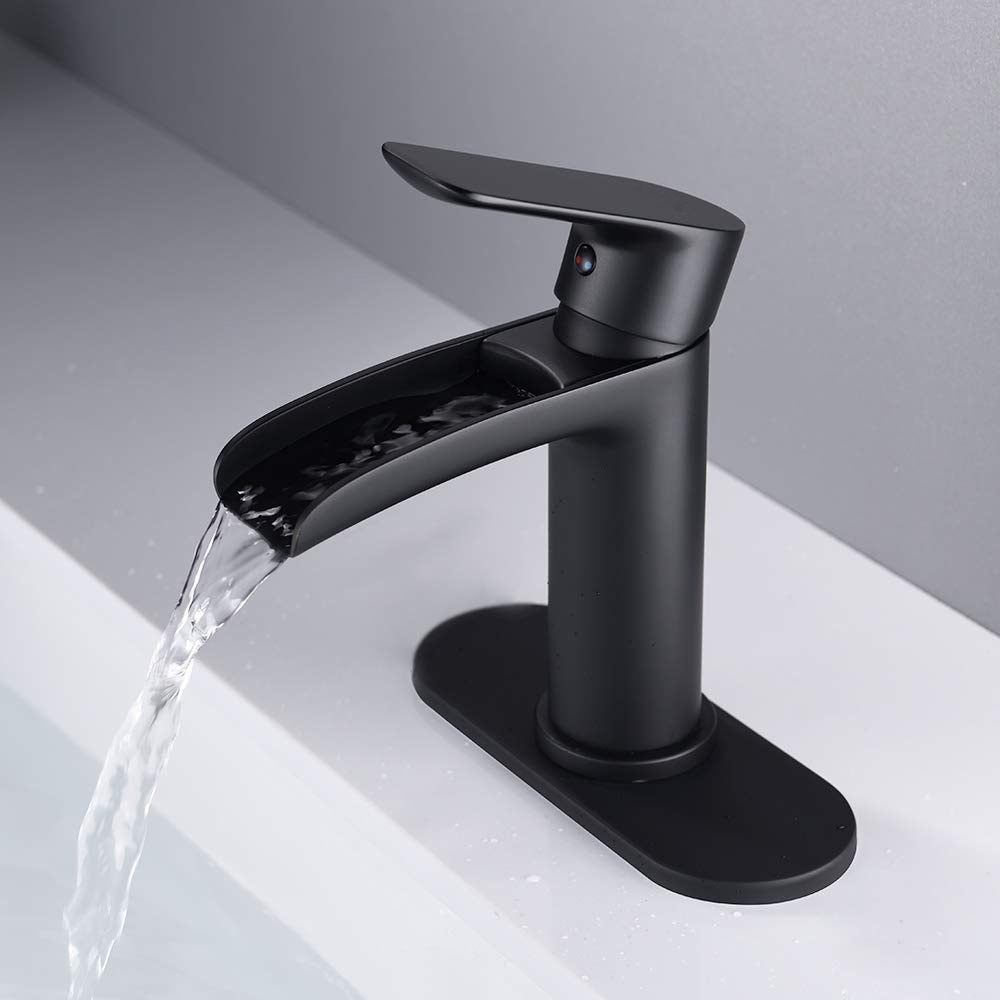 PROOX Single Handle Waterfall Spout Sink Faucet with Drain