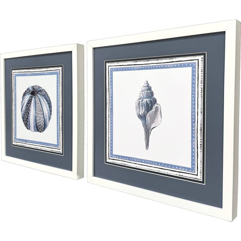 HomeRoots Set Of Two Seaside Blues III White Framed Wall Art