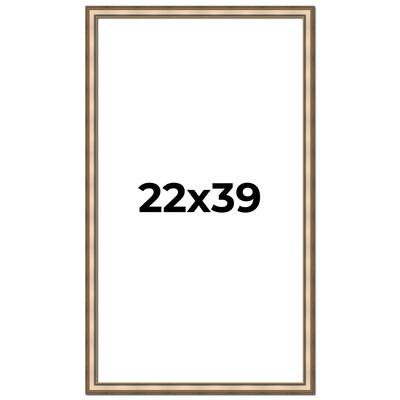 22x39 Frame Gold Solid Wood Shadow Box Width 1.5 Inches | Interior Frame Depth 2 3/8 Inches