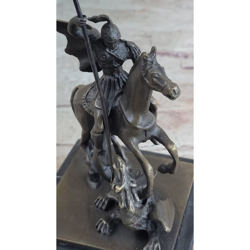 St. George Dragon Slayer Bronze Statue Military Saint Catholic Patron Sculpture