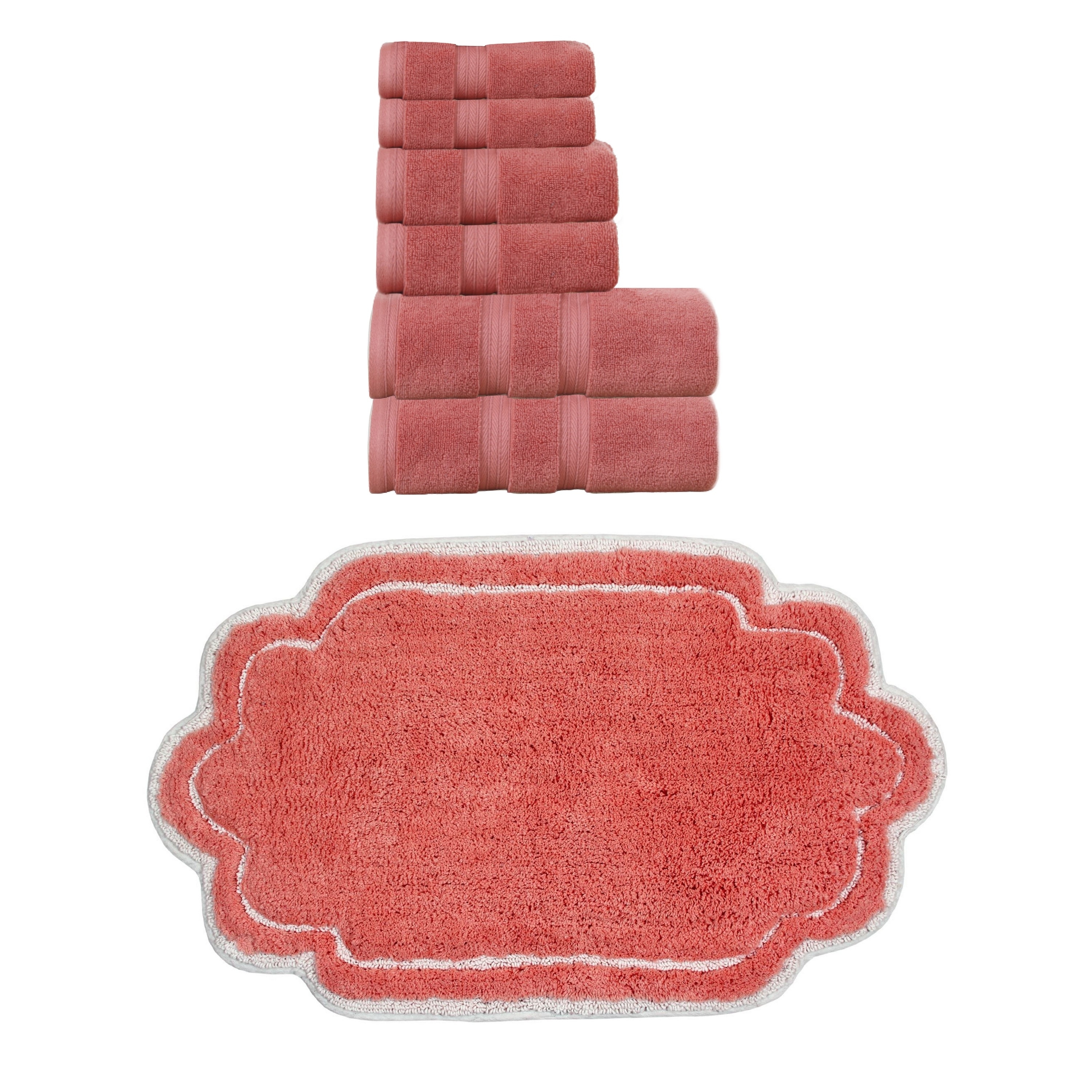 Home Weavers Allure Collection 100% Soft Cotton 6 Pc Towel Set & 1 Pc Bath Rug, Machine Washable & Non Slip (Set of 7)