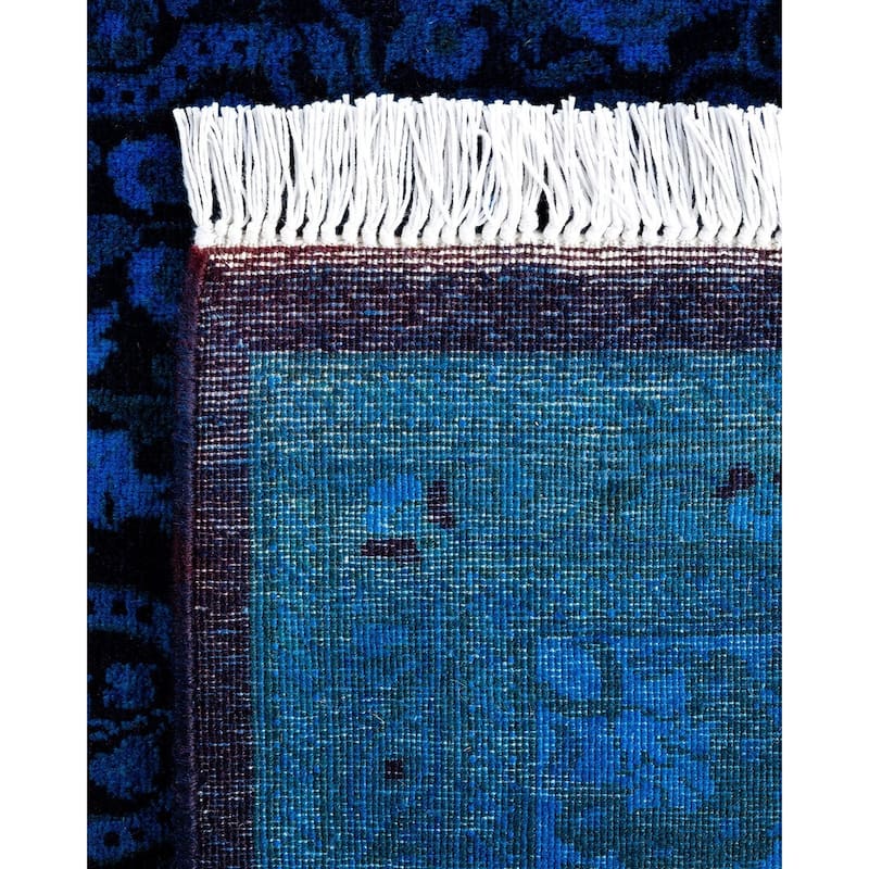Fine Vibrance One-of-a-Kind Hand-Knotted Runner Rug - Blue, 2' 7" x 12' 3" - 2' 7" x 12' 3"