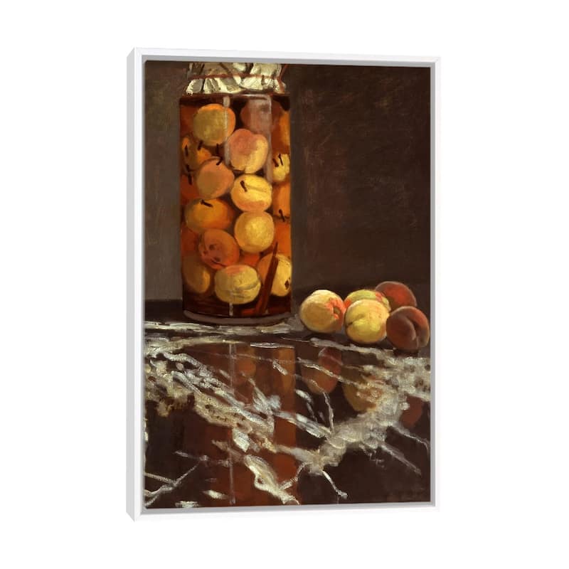 iCanvas "Jar of Peaches (Das Pfirsichglas)" by Claude Monet Framed - White - 26x18
