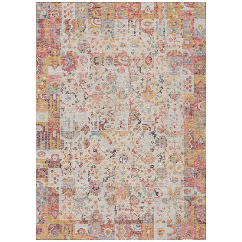 HomeRoots Patchwork Traditional Rectangle Outdoor Rug