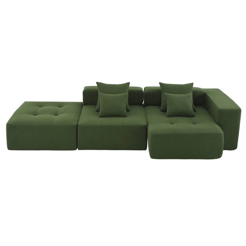 L Shaped Modular Cloud Sofa, Sectional Corduroy Couch