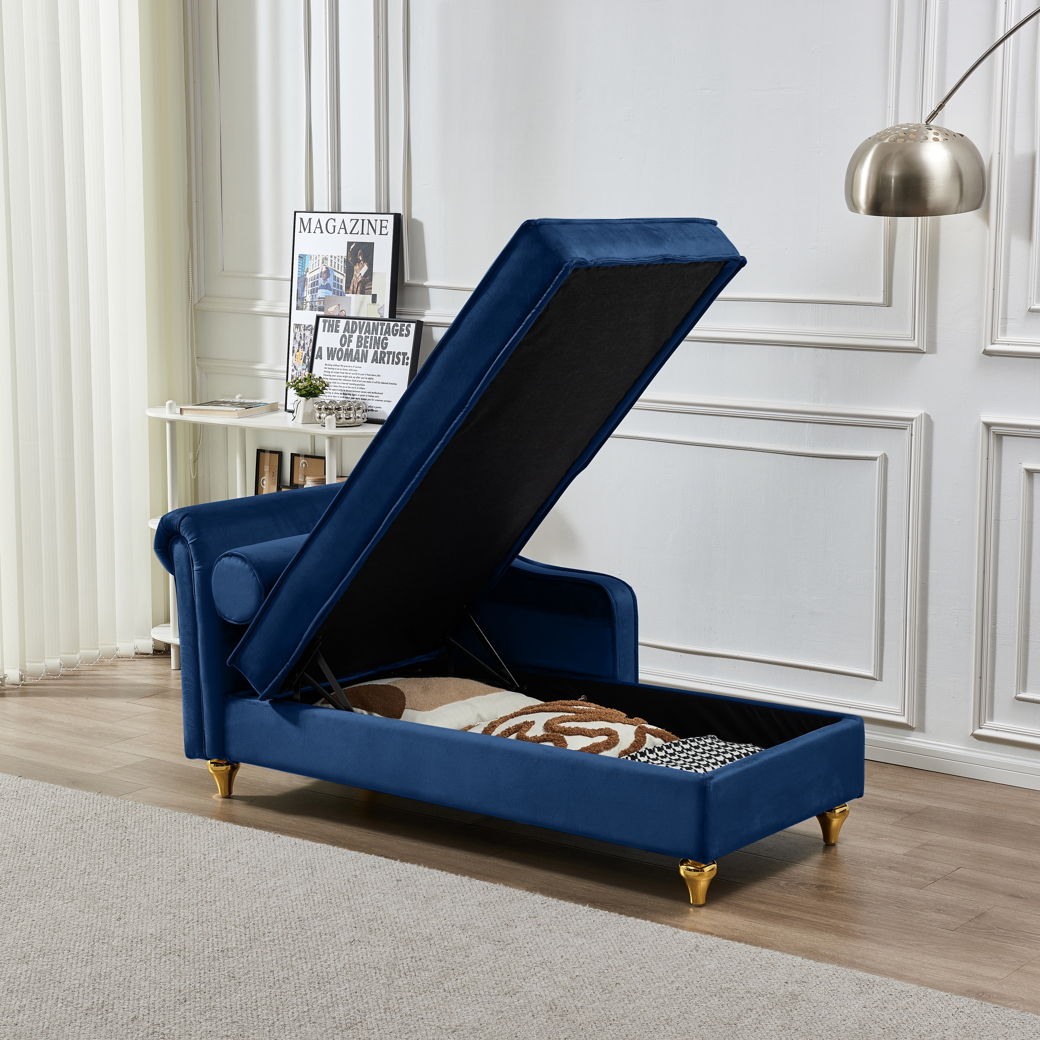 Navy chaise store lounge chair