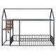 preview thumbnail 25 of 28, Twin Metal House Bed Frame with Desk, Shelves, USB & Power Outlets, White