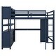 preview thumbnail 4 of 16, Wood Full Size Loft Bed Frame with Cabinet, Bookshelf and Wardrobe