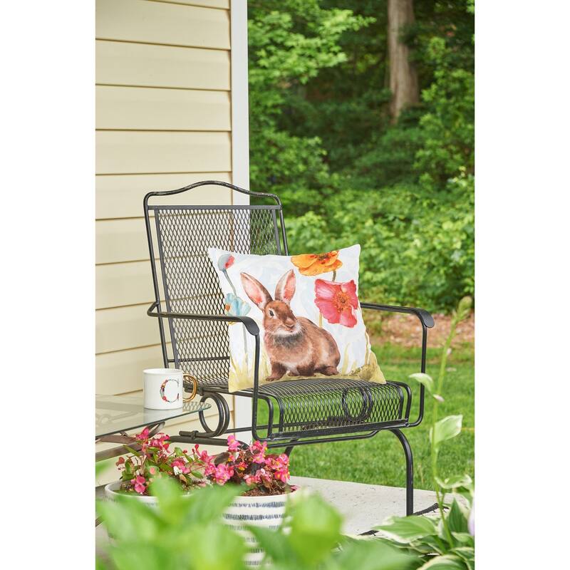 Sitting Spring Softies Bunny Indoor/Outdoor 18 x 18 Accent Decorative Accent Throw Pillow