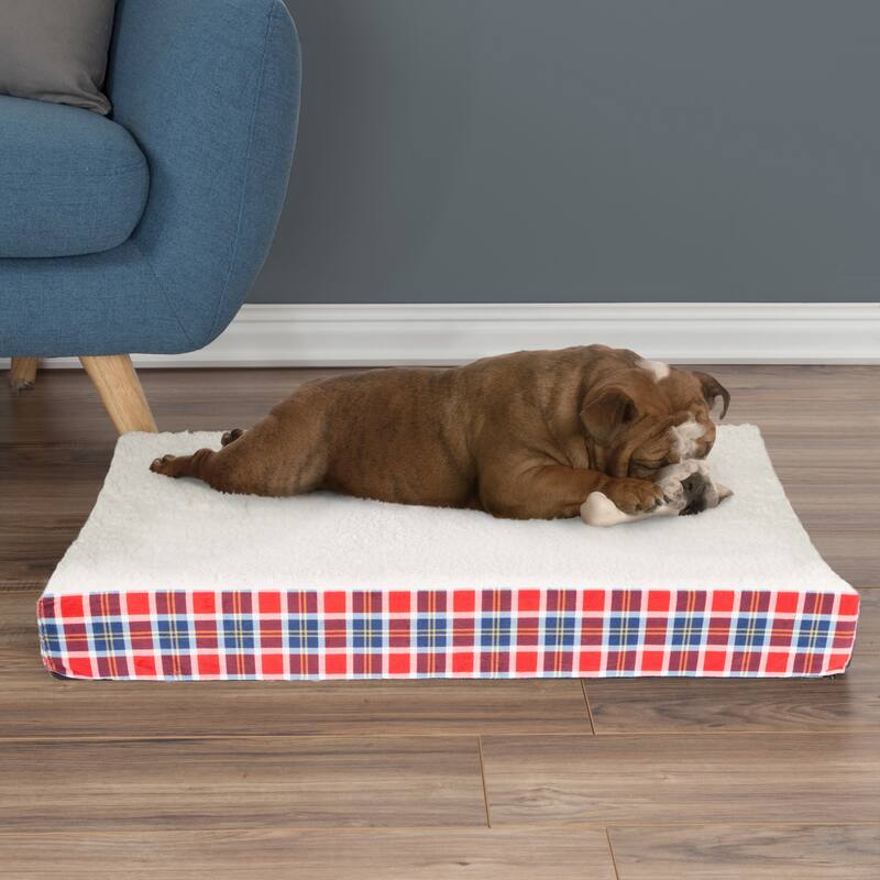 2-Layer Orthopedic Memory Foam Dog Bed with Machine Washable Sherpa Cover