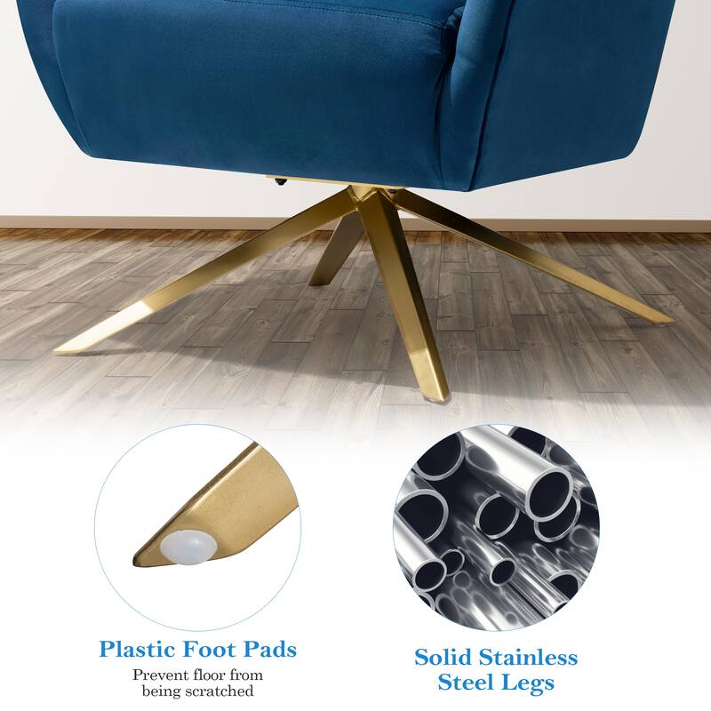 Modern Upholstered 360-degree Swivel Accent Chair Faux Leather Sofa Chair