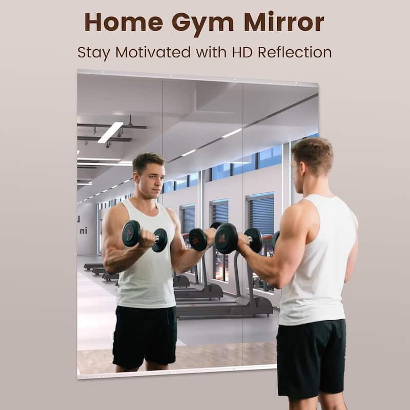 Full Length Tempered Glass Mirror - Rectangular Wall Mirror for Yoga, Gym & Dance Studio(Set of 2/3)