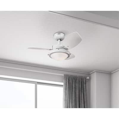 Westinghouse Lighting Wengue 30-Inch 3-Blade Indoor Ceiling Fan with Dimmable LED Light and Opal Frosted Glass