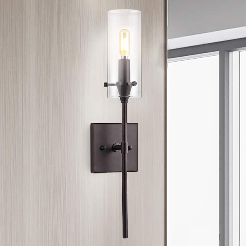 Jayce Bohemian Farmhouse Iron/Glass LED Vanity by JONATHAN Y - 1 Light - Oil Rubbed Bronze