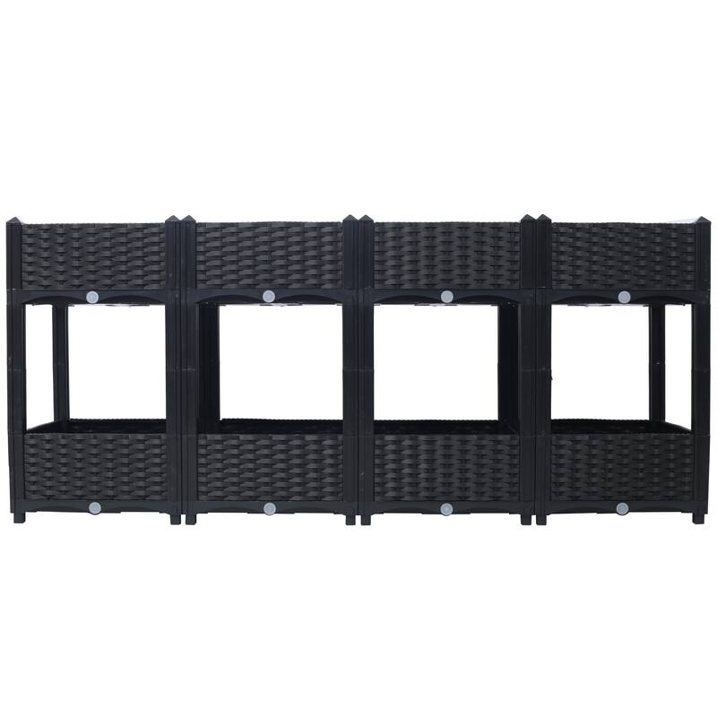 Modern Minimalist Garden Bed with Drainage Plug Raised Bottom Drainage Holes, for Vegetable Flower Herb Outdoor - 8' x 10'