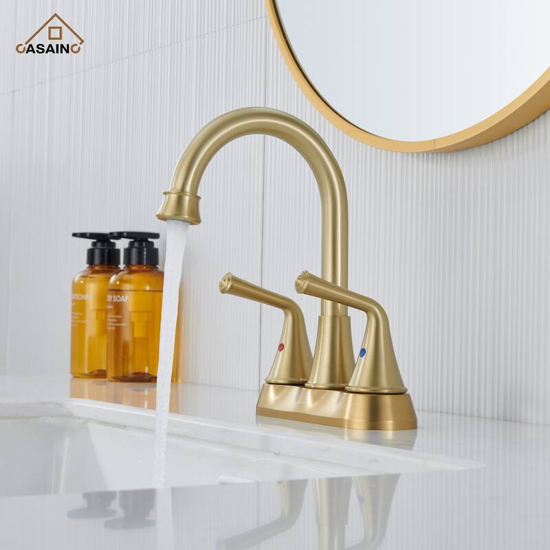 4 in. Centerset Double Handle Bathroom Faucet with Drain Kit Included