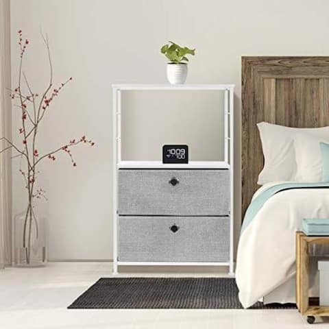 Nightstand 2-drawer Shelf Storage Bedside Furniture & Accent