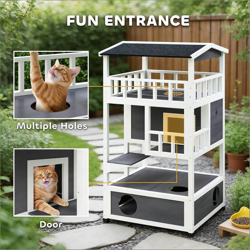 Feral Cat Shelter,Pet House,Wooden Outdoor Cat House