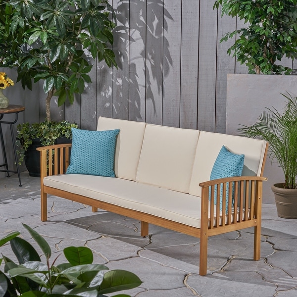 Carolina Acacia Wood Outdoor Sofa by Christopher Knight Home