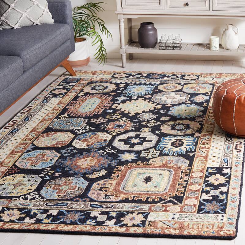 SAFAVIEH Handmade Aspen Azin Boho Tribal Wool Rug - 3' x 5' - Black/Ivory