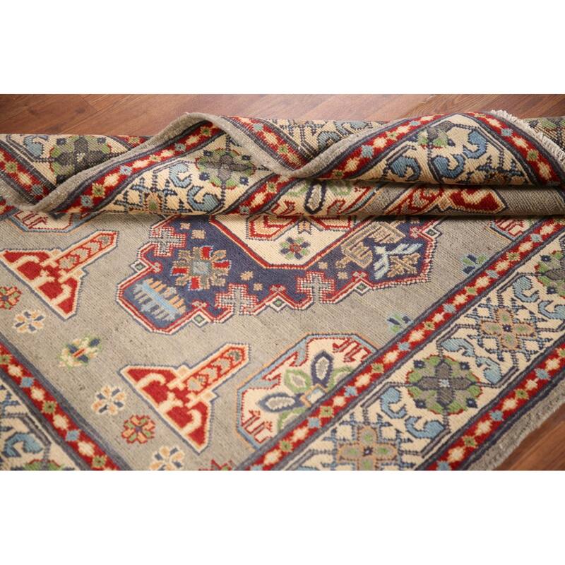 Traditional Grey Kazak Rug Handmade Wool Carpet - 3'5"x 5'0"