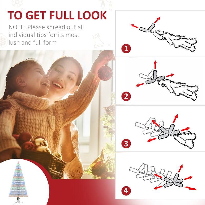 HOMCOM 6 ft. Prelit Artificial Christmas Tree with Stand, Colored Christmas Tree