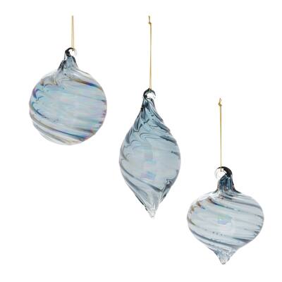 Iridescent Swirl Glass Ornament (Set of 12) - N/A