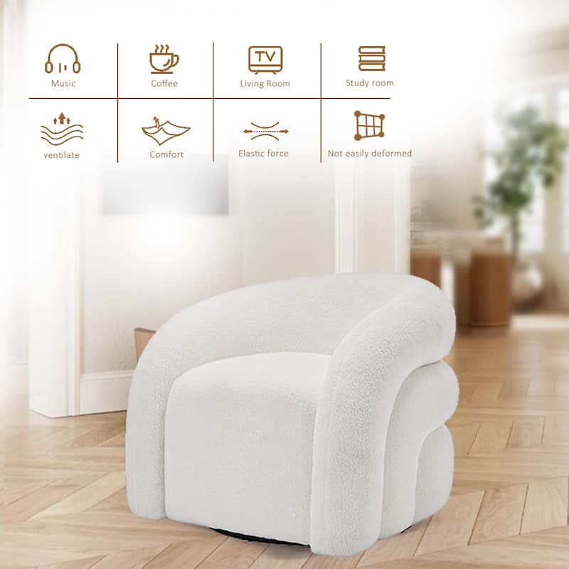 Upholstered Boucle Swivel Accent Chair