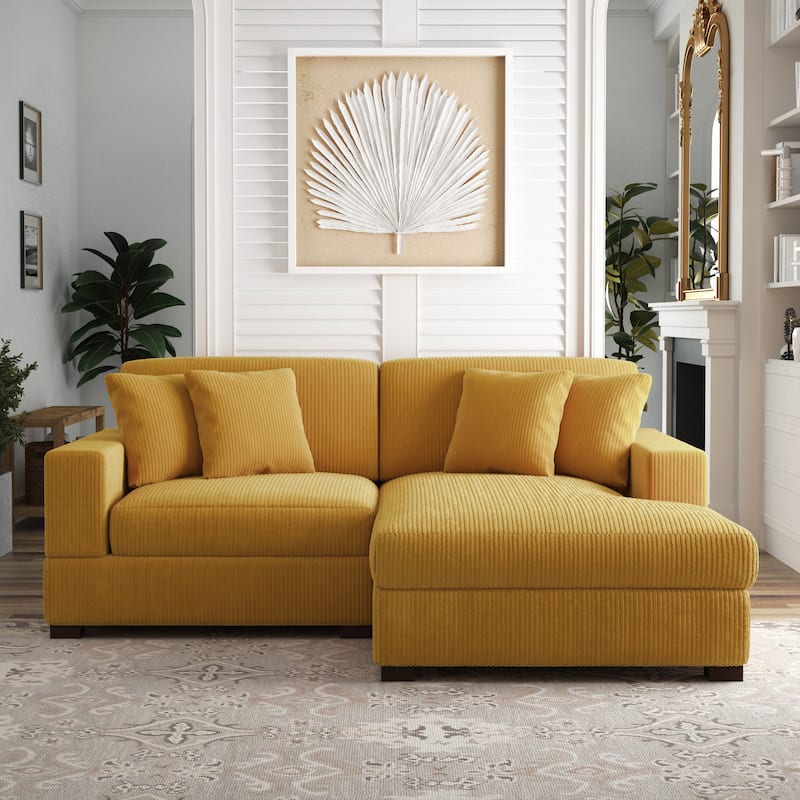 Corduroy Modular Couch Sectional Chaise Lounge Sofa